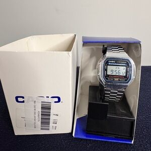 Casio 168W-1 silver digital watch - NIB